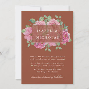 Rust-Hochzeitseinladung mit Blumenmotiv Einladung