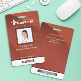 Rust Hospital Nurse ID Abzeichen mit Foto & Strich Ausweis