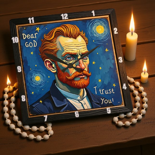 rust in the Celestial Night Art Quadratische Wanduhr (Von Creator hochgeladen)