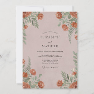 Rust-Mauve-Farn-Hochzeit Einladung