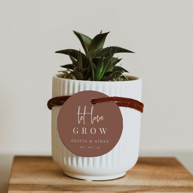 Rust | Modern Script Let Love Grow Seed or Plant Geschenkanhänger (Von Creator hochgeladen)