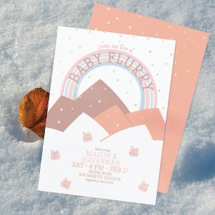 Rust Mountain Snow Flush Baby Dusche Einladung
