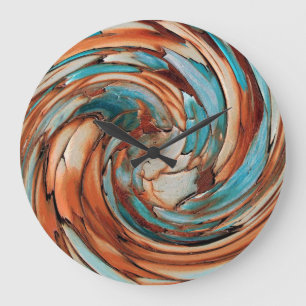Rust N Blue Abstract Art Wall Clock Große Wanduhr