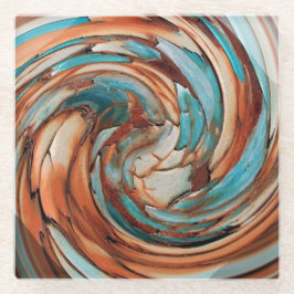 Rust N Blue Abstrakt Art Glasuntersetzer