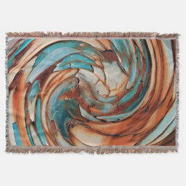 Rust N Blue Abstrakt Art Throw Blanket Decke