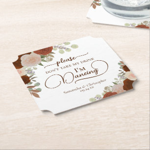 Rust-Orange-Boho-Rose nehmen meine Drink-Hochzeit Untersetzer