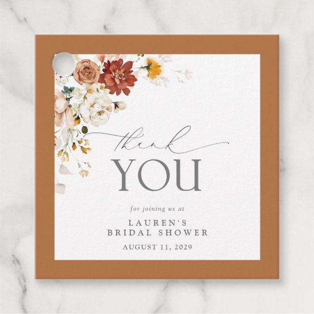 Rust Orange Brautparty Geschenkanhänger (Vorderseite)