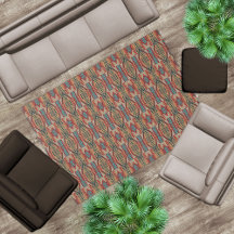 Rust Orange Brown Türkquoise Aquamarin Blue Tribal