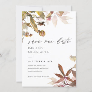 Rust Orange Fall Tree Branch Save the Date einlade Dankeskarte