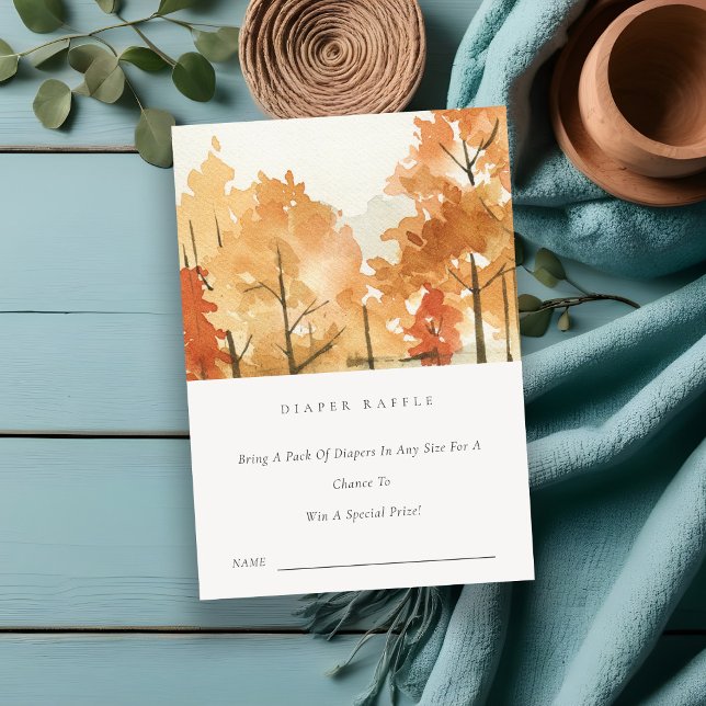 Rust Orange Fall Trees Diaper Raffle Baby Dusche Begleitkarte (Von Creator hochgeladen)
