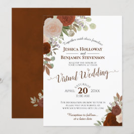 Rust Orange Fall Watercolor Blumen Virtual Wedding Einladung