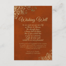 Rust Orange & Gold Lace Hochzeit wünscht gutes Ged Begleitkarte