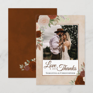 Rust Orange & Pêcher Floral Amour & Merci Mariage