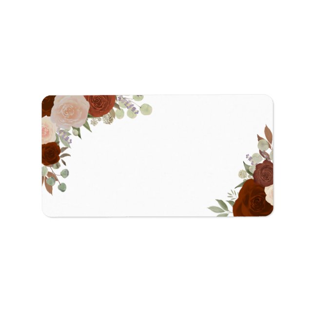 Rust Orange Rose Blank Wedding Address Adressaufkleber (Vorne)