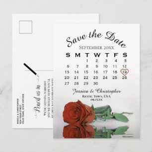 Rust Orange Rose Hochzeitkalender Save the Date Ankündigungspostkarte