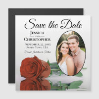 Rust Orange Rose Save the Date Foto Magnet