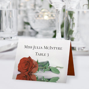 Rust Orange Rose Wedding DIY Fold Place Card Tischnummer