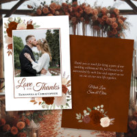Rust Orange Roses Amour Merci Mariage Photo & Note