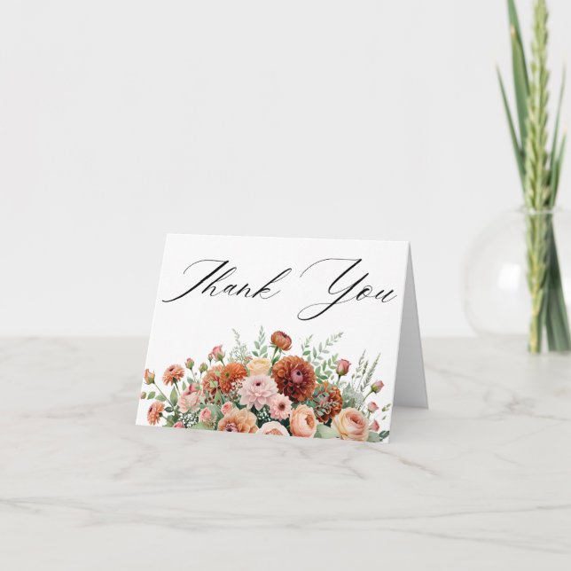 Rust Orange Sage Green Creme Blume Hochzeit im Her Dankeskarte (Vorderseite)