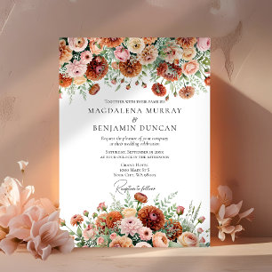 Rust Orange Sage Green Creme Blume Hochzeit im Her Einladung