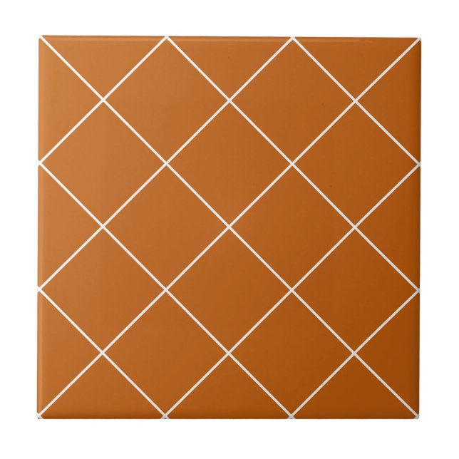 Rust Orange Simple Geometris Trendy Diamond Grid Fliese (Vorderseite)