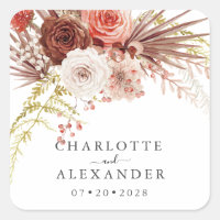 Rust Orange Terracotta Floral Wedels Labels