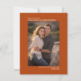 Rust Orange Vertikales Foto Minimalistische Hochze Save The Date
