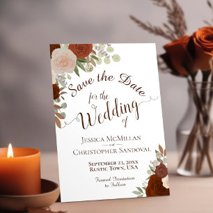Rust Orange Watercolor Flora Elegante Boho Wedding Save The Date