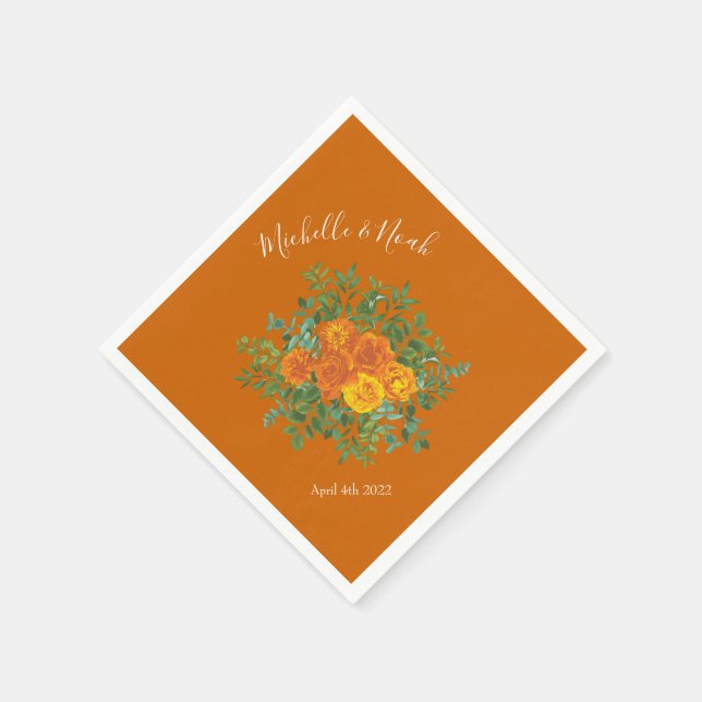 Rust Orange Wedding Vintag Floral Serviette (Ecke)