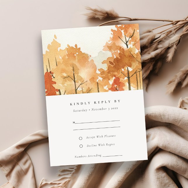 Rust Orange Yellow Herbst Bäume Hochzeit RSVP Karte (Von Creator hochgeladen)