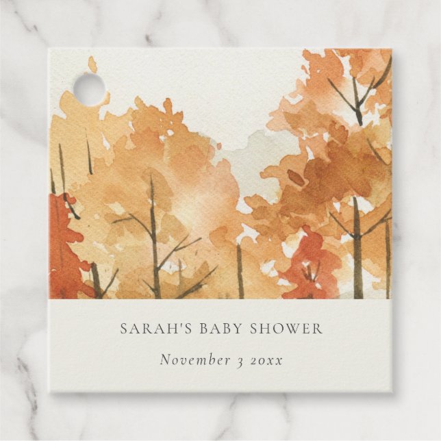 Rust Orange Yellow Herbst Tree Babydusche Geschenkanhänger (Vorderseite)