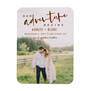 Rust Our Adventure fängt Save the Date Foto an Magnet