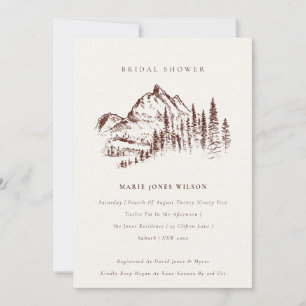 Rust Pine Mountain Sketch Bridal Shower Invite Dankeskarte