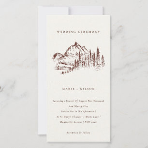 Rust Pine Woods Mountain Sketch Wedding Invitation