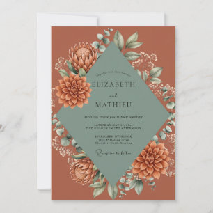 Rust Protea Dahlie Hochzeit Einladung