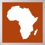 Rust Red Audacious Africa Poster<br><div class="desc">Africa map outline in white with contrasting colors in Emporio Moffa's "Safari" palette inspired by the daring adventurousness and wilderness of the continent.</div>