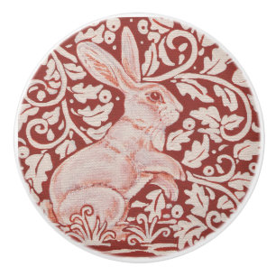 Rust Red Autumn Rabbit Berries Drawer Pull Knock Keramikknauf