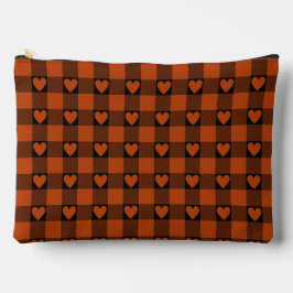 Rust Red Black Buffalo Heart Plaid Zubehörtasche