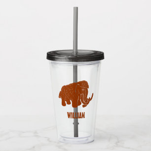 Rust Red Cartoon Wooly Mammoth Personalisiert Acryltrinkbecher