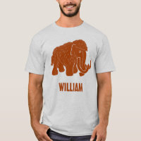 Rust Red Cartoon Wooly Mammoth Personalisiert