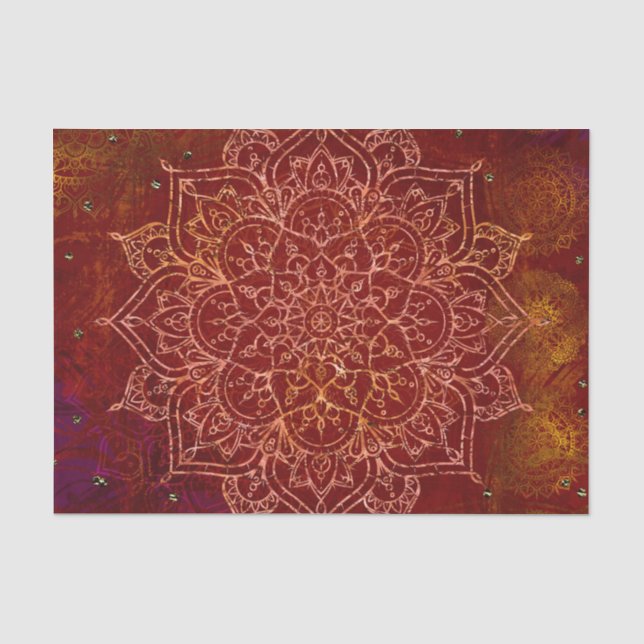 Rust Red Mandala Gold Glam Moderner Chic Seidenpapier (Vorderseite)