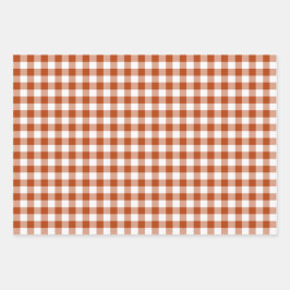 Rust Red Plaid Gingham Geschenkpapier Set