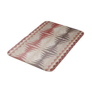 Rust Red Taupe Beige Dark Brown Tribal Art Badematte