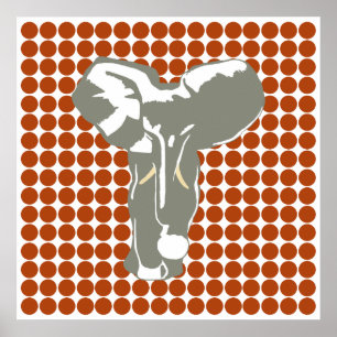 Rust Safari Dot mit Pop Art Elephant Poster