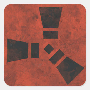 RUST Symbol Schwarz auf Schmutzig Rot  Quadratischer Aufkleber