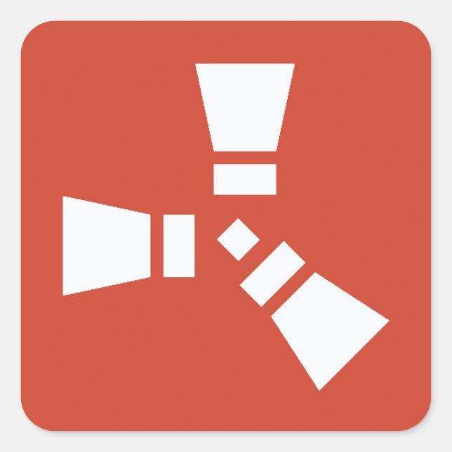 RUST Symbol White auf Rot Quadratischer Aufkleber (Vorderseite)