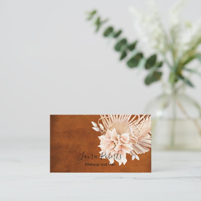 Rust Terracotta Blume und Pampas Grass Business Visitenkarte (Stehend Vorderseite)