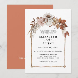 Rust Terracotta Fall Floral Arch Wedge Einladung