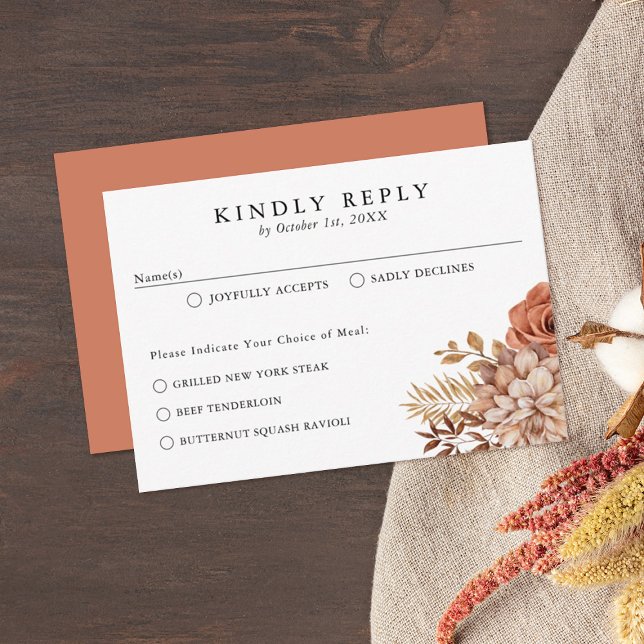 Rust Terracotta Fall Floral RSVP Card Karte (Von Creator hochgeladen)