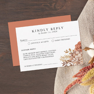 Rust Terracotta Fall Floral RSVP Card Karte